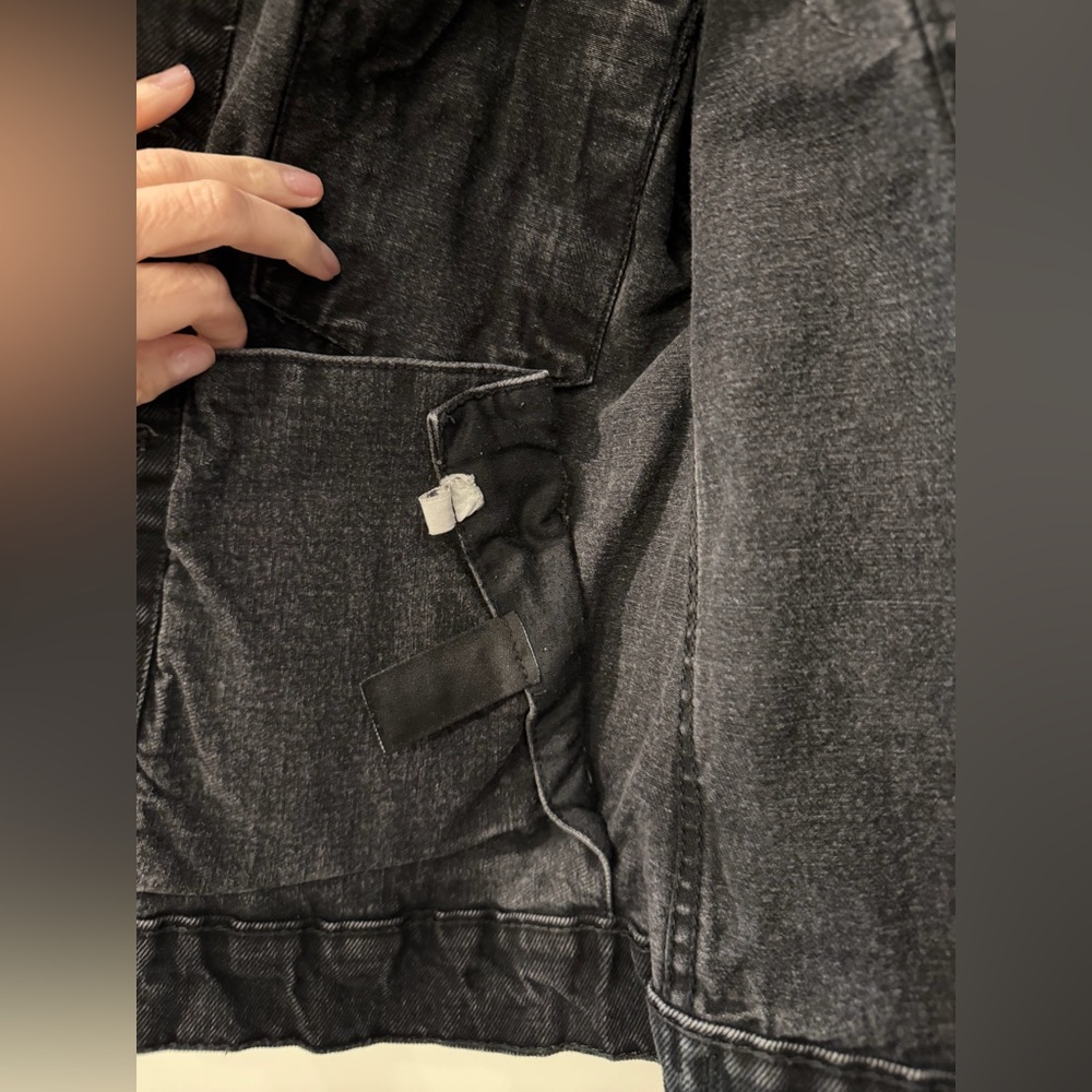 DENIM & BONE Wild and Free Black Denim Jacket Oversized Sz Small Free People - Picture 15 of 16